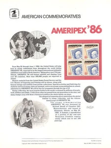 #243 22c AMERIPEX '86 #2145 USPS Commemorative Stamp Panel - Picture 1 of 1