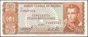 Bolivia - billete de banco De 50 Pesos Bolivianos 13-07-1962 P #162 - Imagen 1 de 2