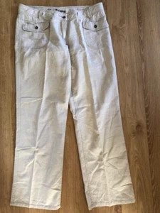 Mantaray Women's Linen Trousers UK 14R Beige V.G.C.C - Picture 1 of 6
