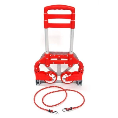 Aluminium Cart Folding Dolly Push Truck Hand Collapsible Trolley Luggage Red - Image 1 of 4
