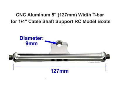 CNC Aluminum 5" (127mm) Width T-bar for 1/4" Cable Shaft Support RC Model Boat - Image 1 of 4