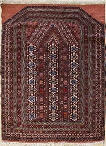 Alfombra roja Rugstc 3x5 Senneh diseño caucásico, anudada a mano, oración tribal en alta calidad - Imagen 1 de 5