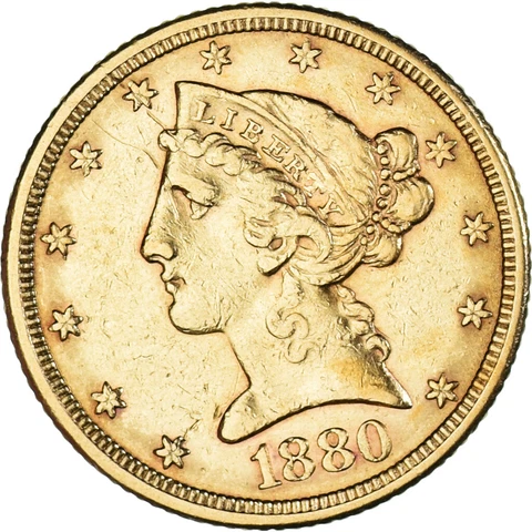 [#224263] Coin, United States, Coronet Head, $5, Half Eagle, 1880, Philadelp, hi Cover