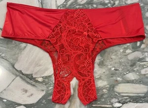 NUEVO Victoria Secret Panty Descarado Panel Abierto Suave y Encaje Muy Sexy - Rojo - XXL - Imagen 1 de 3