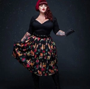 Hell Bunny Vixen Skirt Size S Modcloth Hermeline Forrest Retro Rockabilly Fox - Picture 1 of 10