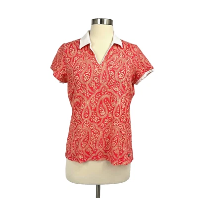 Рубашка поло Bogner размер M пейсли розовая с коротким рукавом с воротником для гольфа досуга - Изображение 1 из 4