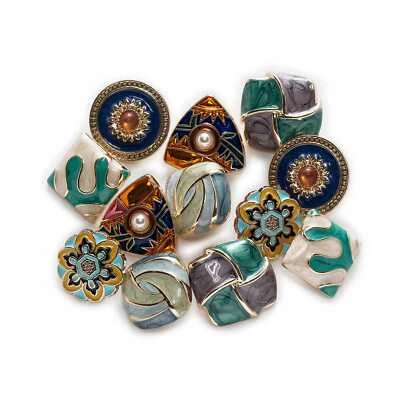 5pcs Vintage enamel Round Metal Buttons Clothing Sewing Hair accessories Decor - Image 1 of 3