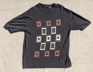 Maglione Uomo Elefante Maglia Leggera Manica Corta Marrone Scuro Camicia Designer - XL - Foto 1 di 5