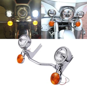 LED Passing Turn Signals Lamp Driving Fog Spot Lights Bar For Harley Motorcycle - Imagen 1 de 12