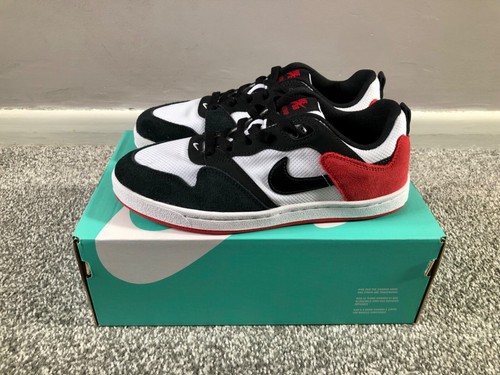 Scarpe da ginnastica Nike SB Alleyoop nere bianche rosse taglia UK 5 nuove con scatola