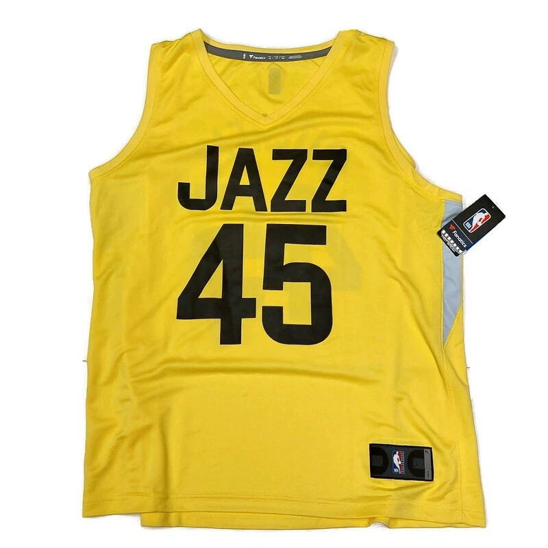 Fanatics Mens Size XL Utah Jazz Jersey Donovan Mitchell Jr #45 Yellow NBA