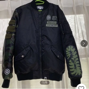 BAPE × undefeated shark MA-1 bomber jacket Black A Bathing Ape Size S JP New - Picture 1 of 8