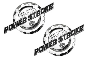 2x 6.0L Power Stroke International Fender Emblems Badge for F250 F350 Chrome - Foto 1 di 4