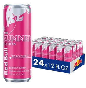 (Paquete de 24) Bebida Energética Red Bull Edición Verano Melocotón Blanco con Vitaminas, 12 Oz - Imagen 1 de 1