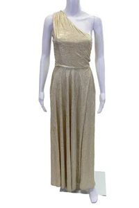 Alice + Olivia Womens One Shoulder Sleeveless A Line Dress Gold Silver Size Smal - Picture 1 of 5