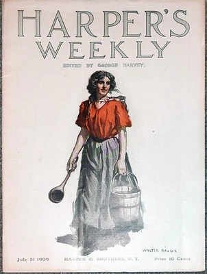 1909 -WRIGHT BROTHERS/JAMES MONTGOMERY FLAGG/AIRPLANE- HARPER'S WEEKLY Magazine - Image 1 of 3