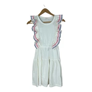 Crewcuts By J. Crew GIRLS SIZE 12 Ruffle Trim Tiered Knit Dress White Ric Rac - Picture 1 of 5