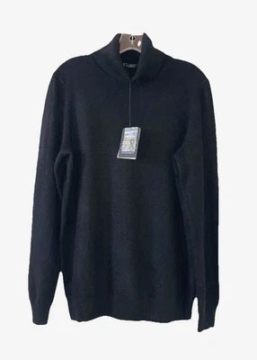 Suéter BLOOMINGDALES NUEVO CON ETIQUETAS Talla XL 100% Cachemira 2 Capas Cuello Alto Negro F78 Foto 1 de 4