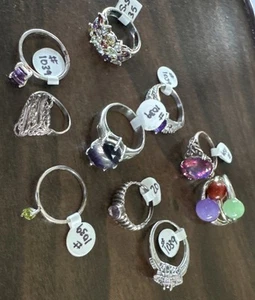 925 Sterling Silver Ring Lot Of 10 - Picture 1 of 8