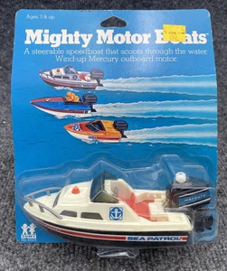 Vintage TOMY Mighty Motor Boats SEA PATROL Toy w/ Mercury Motor 1980s Mattel - Picture 1 of 9
