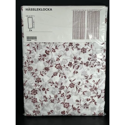 Ikea HASSLEKLOCKA Cortinas 57x98" 1 Par Blanco/Rojo Floral 903.988.78 NUEVO Foto 1 de 4