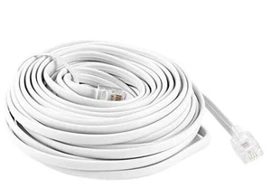 30 Feet White Telephone Extension Cord Cable Line Wire Color01 - Photo 1/3