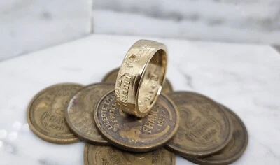 Bague pièce de monnaie 2 Francs Morlon serti d'une citrine (coin ring) - Photo 1/4