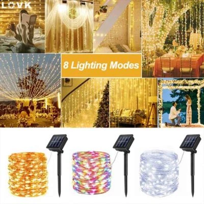 33'FT Curtain Lights Wedding Party LED Fairy Christmas Indoor Outdoor US - Image 1 of 4