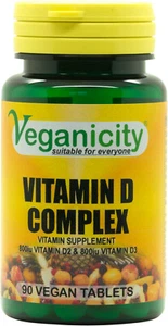 Veganicity Vitamin D Complex 1600iu (40µg) : Vitamin D Supplement - 90 Tabs - Picture 1 of 3