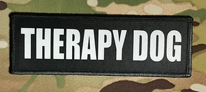 Therapy Dog 2x6 Black Hook Back K9 Patch Service Emotional Support - Picture 1 of 2
