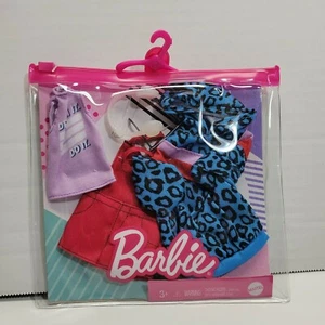 Barbie Fashions Animal Print Hoodie, Graphic Top, Red Overalls and 2 Accessories - Picture 1 of 2