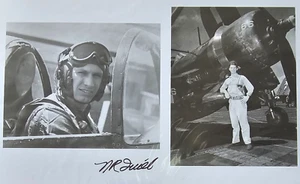 Norwald Dick Quiel signed 8x10 photo USN Corsair Fighter Ace 6V VF-10 WWII - Picture 1 of 2