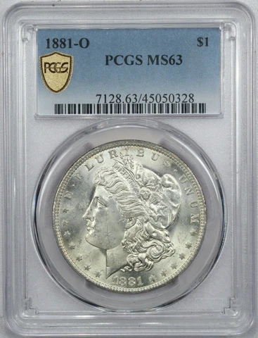 1881-O Morgan Silver Dollar $1, PCGS MS63, Choice Uncirculated Cover