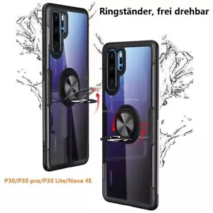 Neu Hülle Huawei P30 Pro Cover Panzer Handy Magnet 360° Ring Case Schutz Schwarz - Bild 1 von 6