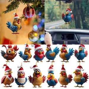Chicken Rooster Hens Christmas Tree Decoration Thanksgiving Day Hanging - Picture 1 of 20