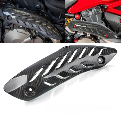 Cubierta protectora térmica de escape de fibra de carbono real para Monster 821 1200/S/R 14+ Foto 1 de 4