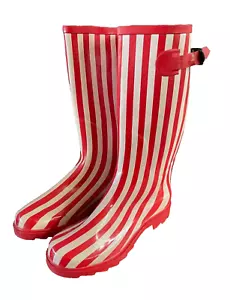 Gummistiefel Regenstiefel Rot Streifen Hoch Damen Gr. 40 - Bild 1 von 6