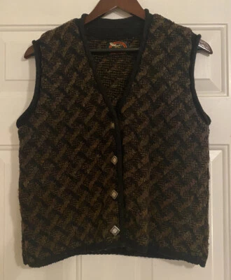 Ropa de mujer Alpes tejido suéter chaleco pequeño botón delantero sin mangas mezcla de lana Foto 1 de 4