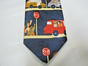 Beverly Hills Polo Club School Bus blue red gold tie 57 x 3.75 Necktie 15641 - Picture 1 of 3