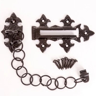 NEGRO ANTIGUO PROTECTOR DE CADENA DE PUERTA DE SEGURIDAD PERNO DESLIZANTE + TORNILLOS Seguridad en el hogar FDL NUEVO Foto 1 de 3