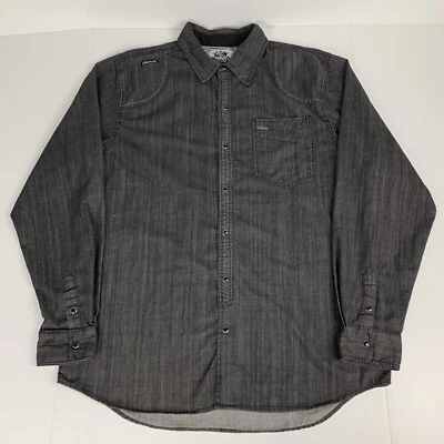 Camisa a Presión Western Pearl Y2k Akademiks Negra Cuello Abotonado Manga Larga 2XL Foto 1 de 4