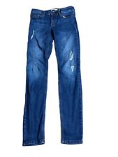 Eunina Womens Blue Denim Medium Wash Skinny Distressed Jeans Size 7