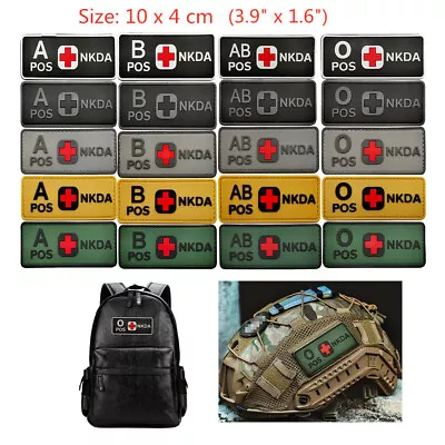 3D PVC Rubber Hook Patch Blood Type A B AB O Pos NKDA Back Emblem Fastener Badge - Image 1 of 4