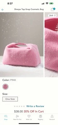 NWOT Blue Sherpa Top Snap Cosmetic Bag  - Image 1 of 4