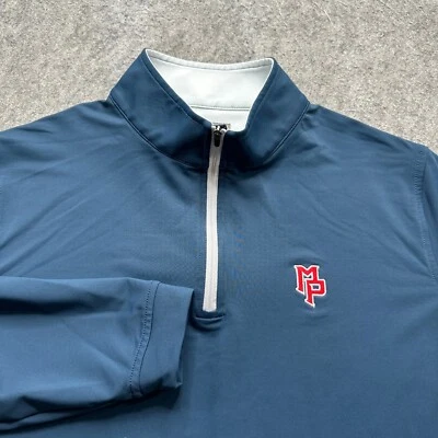 Pullover Peter Millar 1/4 Cremallera Hombres L Azul Perth Performance Manga Larga "MP" Foto 1 de 4