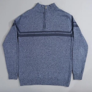 Structure Sweater Mens Size L Slim Fit Quarter Zip Mockneck Nv Blue Chunky Knit - Picture 1 of 15