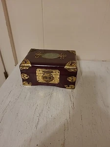 Antique Chinese Rosewood And Jade Carved Inlay Jewelry Box - Picture 1 of 8
