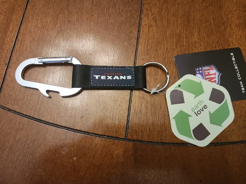 NFL Houston Texans Official Carabiner Climbing Keychain Bottle Opener New W Tags Cover