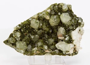 Green Epidote and Quartz Crystal Cluster Hakkari Turkey 115mm 297g H2105 - Picture 1 of 13