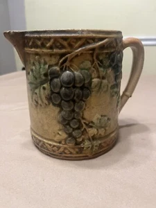 ANTIQUE ROSEVILLE POTTERY STONEWARE PITCHER WITH GRAPES AND VINES - Picture 1 of 5